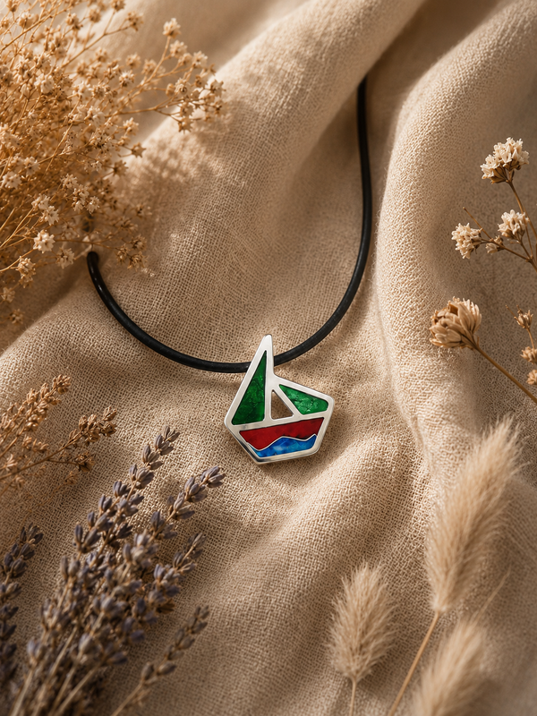 Bespoke Boat Pendant Sterling Silver 925 Enamelled Pendant