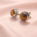 Tiger’s Eye Stud Earrings – Sterling Silver 925