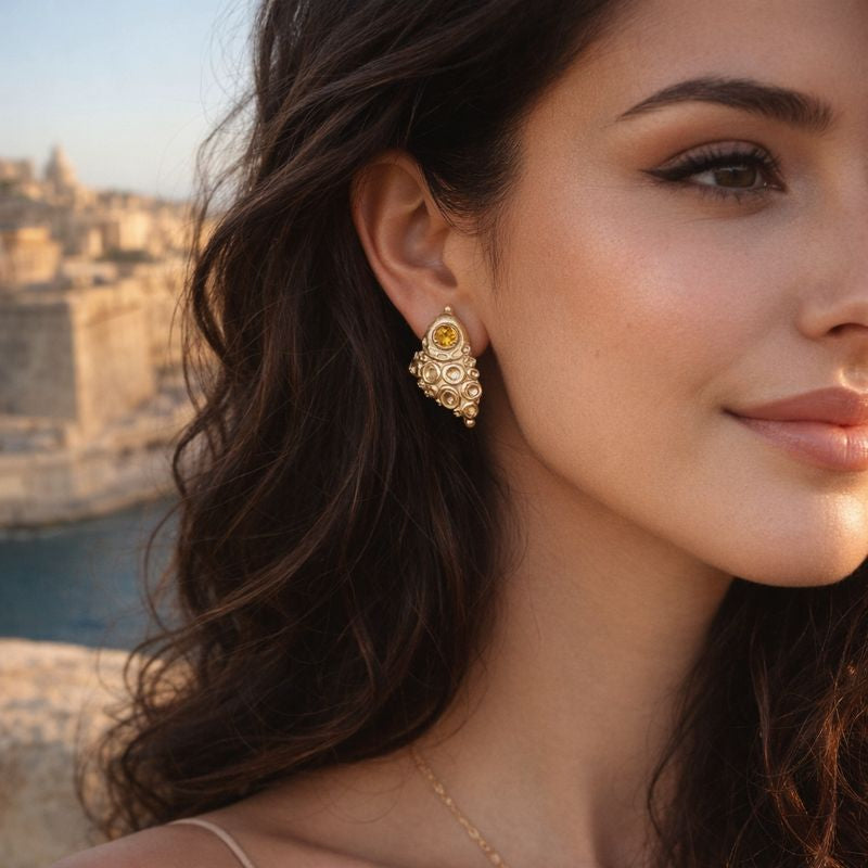 Whispering Shells Earrings - Yellow Cubic Zircon