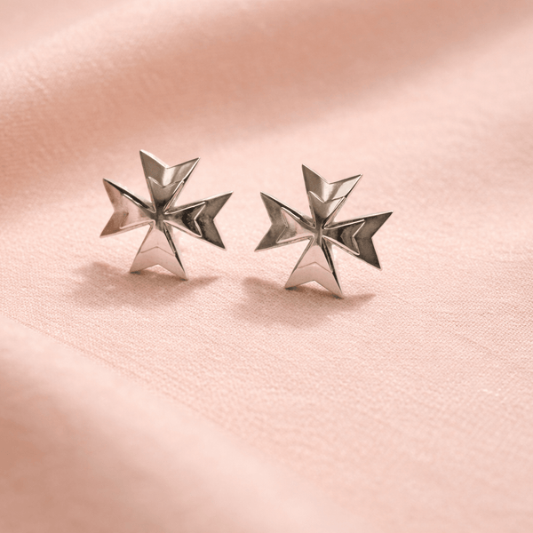 Double - Layered Maltese Cross Stud Earrings - Jos Atelier