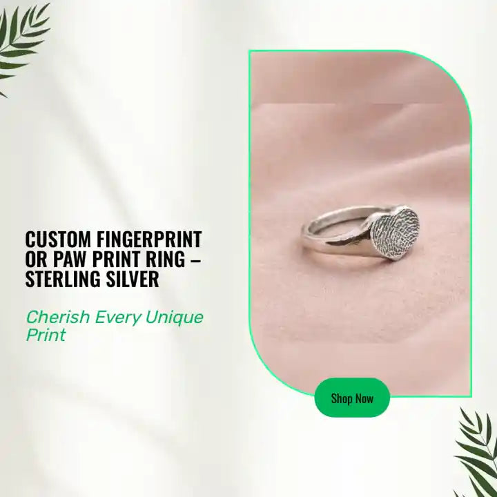 Handmade sterling silver fingerprint ring