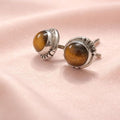 Tiger’s Eye Stud Earrings – Sterling Silver 925 - Jos Atelier