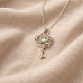Wax - Carved Silver Key Pendant with Rainbow Moissanite - Jos Atelier