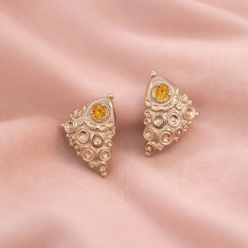 Whispering Shells Earrings - Yellow Cubic Zircon - Jos Atelier